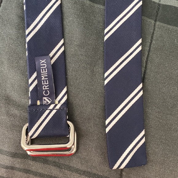 Crémieux double-d navy and white stripes canvas belt - Picture 13 of 17